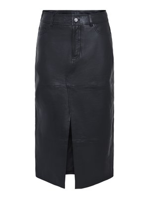 YAS YASMINA LONG SKIRT - Leather skirt - black