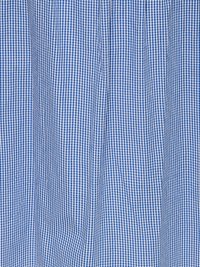 Tissu vichy bleu et blanc avec un petit motif à carreaux et des plis verticaux créant un aspect texturé.