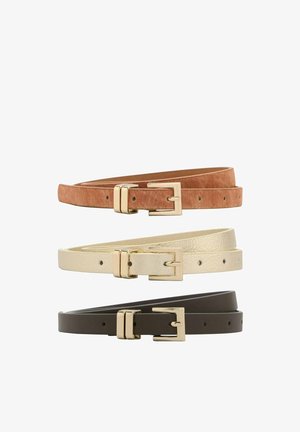 Lipsy, SKINNY BELTS 3 PACK - Gürtel - choc animal and gold