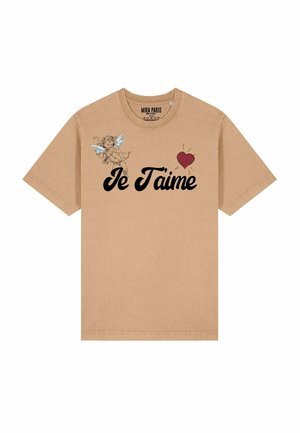 JE T AIME UNISEX HEAVYWEIGHT TEE  - T-shirt imprimé - washed beige