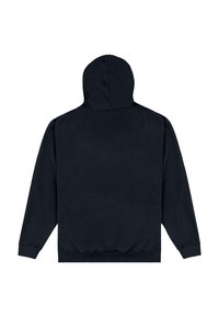 Felpa nera con cappuccio regolabile, maniche lunghe e polsini a coste. Tessuto morbido con un colore uniforme e senza loghi o motivi visibili.