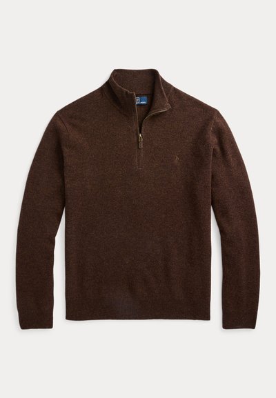 Polo Ralph Lauren WOOL QUARTER-ZIP JUMPER - Camisola - dark chestnut heather