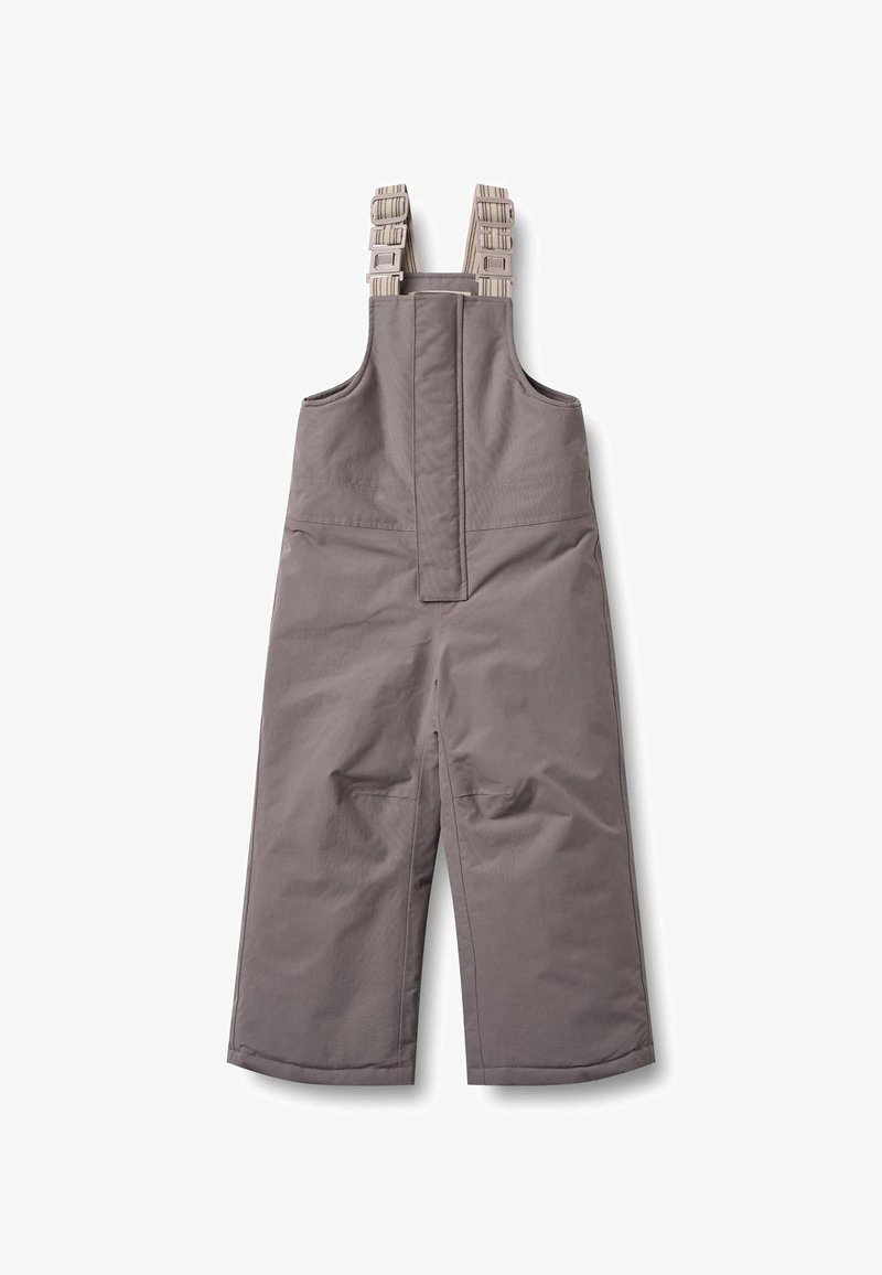 Pilki vandeniui atsparūs kombinezonai su reguliuojamomis petnešėlėmis, plačiomis kojomis ir dviem priekinėmis kišenėmis. Lygus paviršius su sustiprinta siūlės detale.