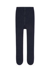Marineblaue Strumpfhosen aus weichem, dehnbarem Material. Sie verfügen über eine glatte Textur, einen längeren Schnitt und einen verstärkten Zehenbereich.