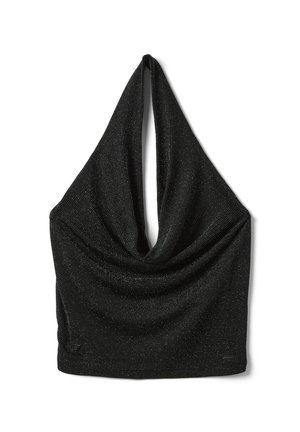 B.ANGEL, BLACK STRETCH TOP WITH DRAPED NECKLINE - Top - black