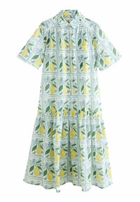 Next SHORT SLEEVE DROP WAIST - Košilové šaty - white lemon and blue check print