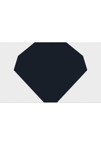 Forma de hexágono negro sobre un fondo blanco, con bordes suaves y un acabado mate. No hay patrones ni elementos visibles.