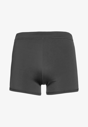 Donkergrijze zwembroek gemaakt van soepel materiaal, met een korte snit en een eenvoudig ontwerp met subtiele stikdetails.