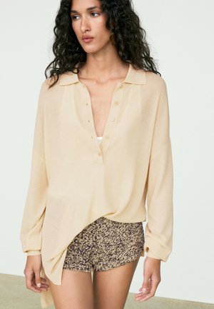 Massimo Dutti FLECKED KNIT SHORTS CO-ORD - Shorts - sand
