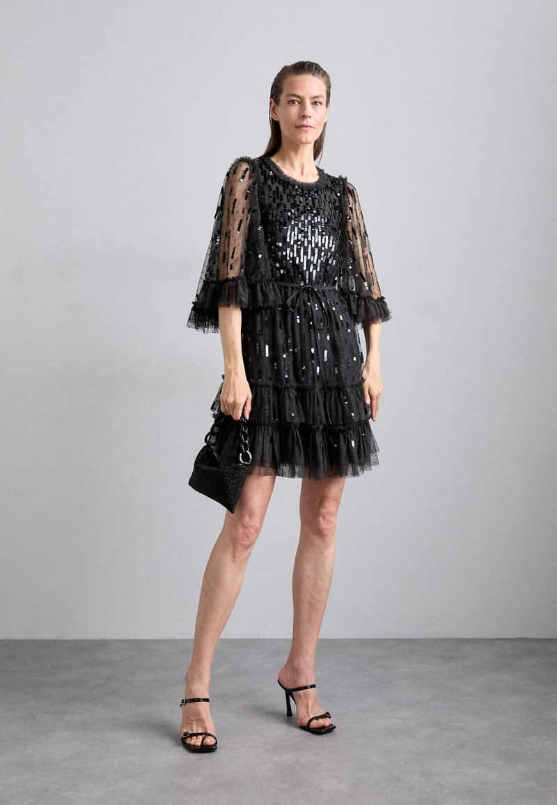 knee length dresses for ladies Just A Dash Abstract-Print Mini Dress, Black / S