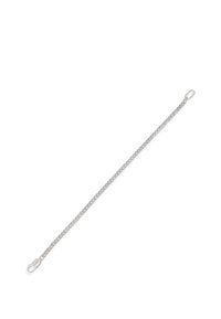 Bracelet en chaîne en argent avec un design tressé, texture lisse et extrémités de fermoir ouvertes, mesurant environ 20 cm de long.