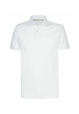 Witte polo met korte mouwen gemaakt van katoen, voorzien van een klassieke kraag, een knoopsluiting met drie knopen, en een effen ontwerp zonder patronen.