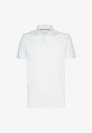 Witte polo met korte mouwen gemaakt van katoen, voorzien van een klassieke kraag, een knoopsluiting met drie knopen, en een effen ontwerp zonder patronen.
