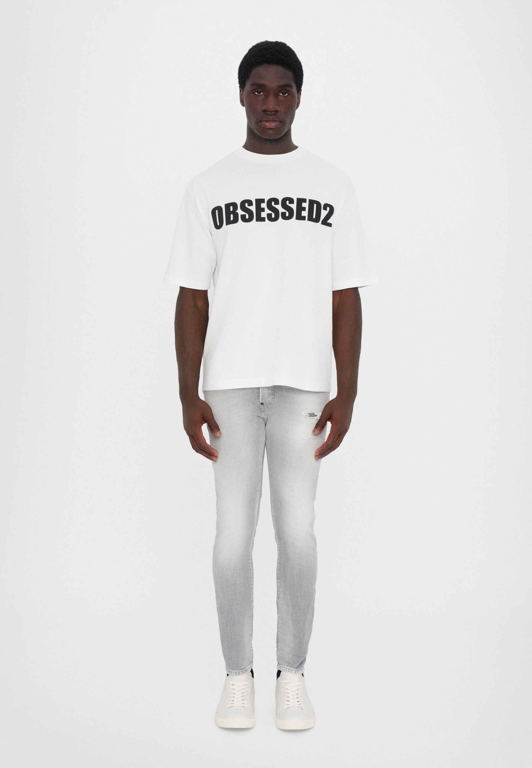 Dsquared2 LOOSE FIT TEE - Print T-shirt - white/black/white