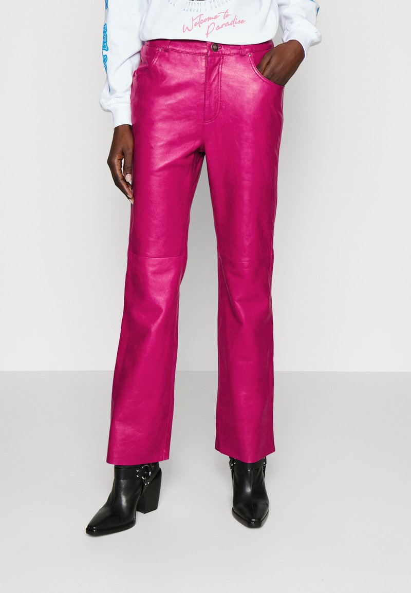 Stieglitz APPELE TROUSERS Leren broek plum/donkerpaars Zalando.nl