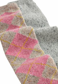 Next 2 PACK - REGULAR FIT - Kojinės iki kelių - pink grey argyle