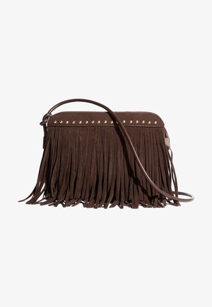 Friends Like These, FRINGE STUDDED CROSS-BODY BAG . - Ülerinna-kott - chocolate brown suedette