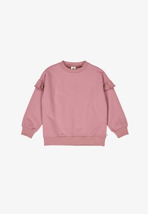 Langärmeliges Sweatshirt in staubrosa mit Rundhalsausschnitt und Rüschendetails an den oberen Ärmeln sowie gerippten Bündchen an Ärmelenden und Saum.