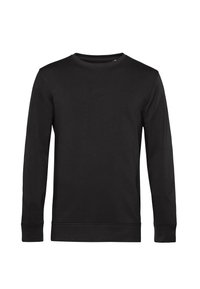Czarny długi rękaw sweter wykonany z miękkiego materiału. Posiada okrągły dekolt, prążkowane mankiety oraz prosty design bez wzorów i ozdób.