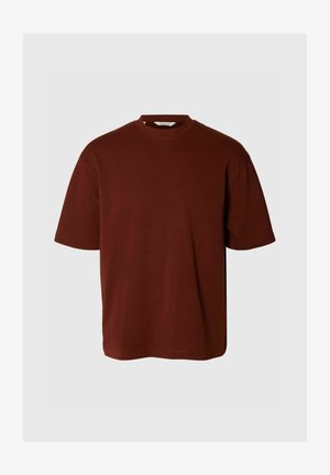 Selected, SLMLOOSEOSCAR O NECK TEE - Lihtne T-särk - cherry mahogany