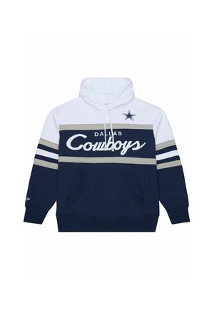 Kapuzenpullover mit weißen, grauen und marineblauen Einsätzen, mit Dallas Cowboys Schriftzug und Stern-Logo, mit vorderer Kängurutasche und Kordeln.
