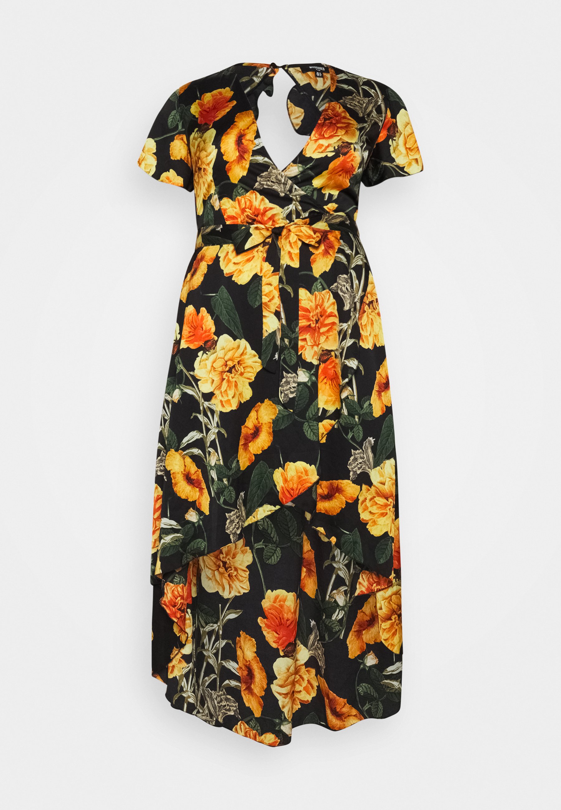 floral high low wrap dress