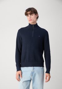 Tommy Hilfiger STRUCTURE ZIP MOCK - Jumper - blau