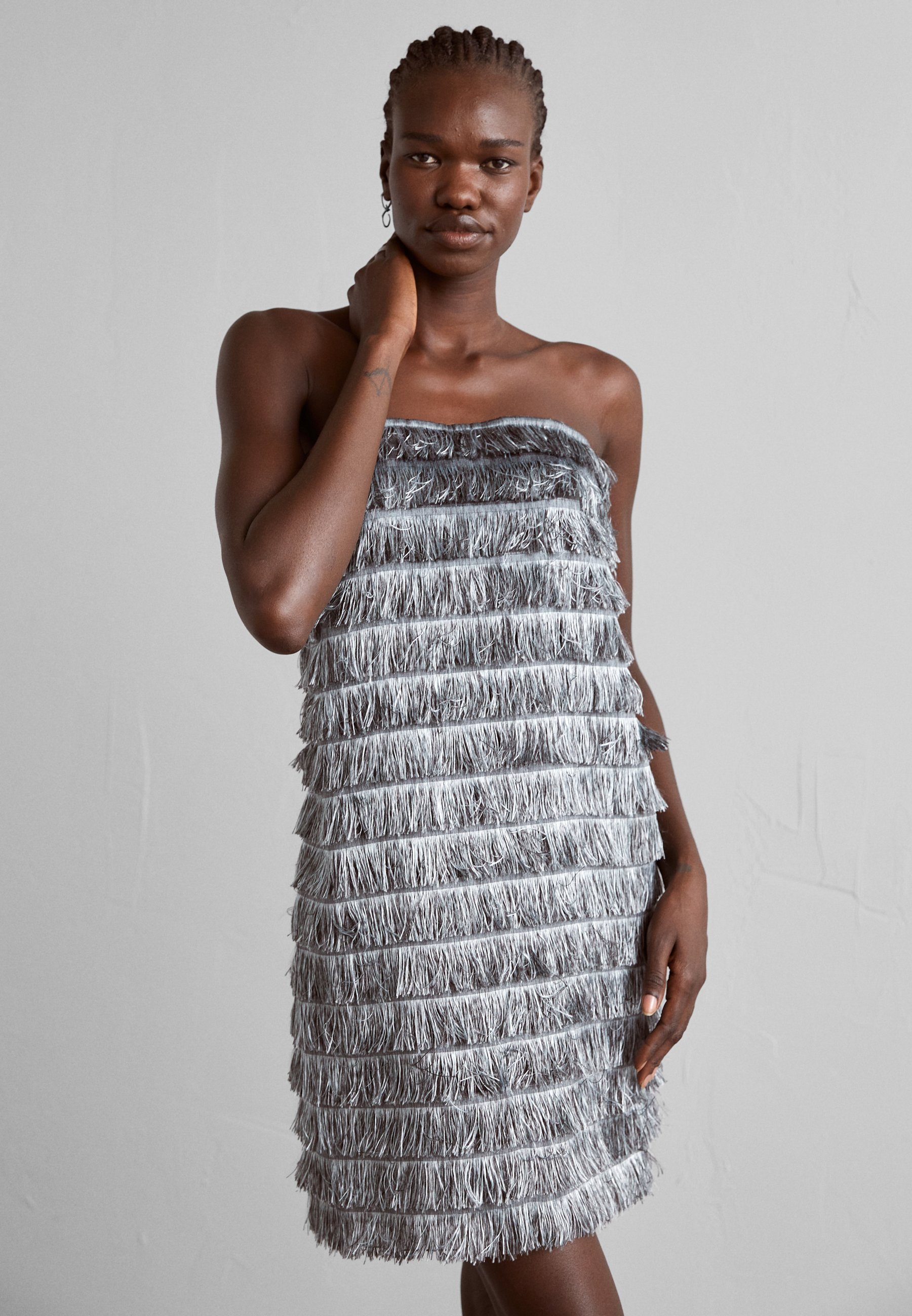 grey cotton dress Believe It Cotton Light Grey Toile Maxi Dress