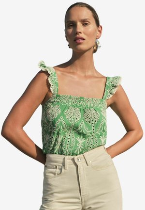 SQUARE NECK RUFFLE CAMISOLE -REGULAR FIT - Bluse - green broderie
