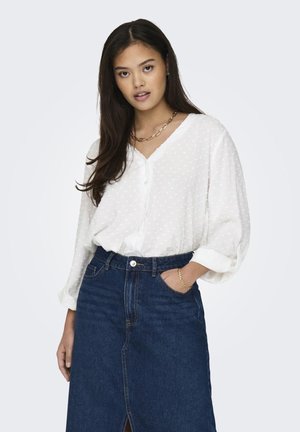 JDY JDYDIANA LIFE 7/8 DOBBY - Blouse - cloud dancer