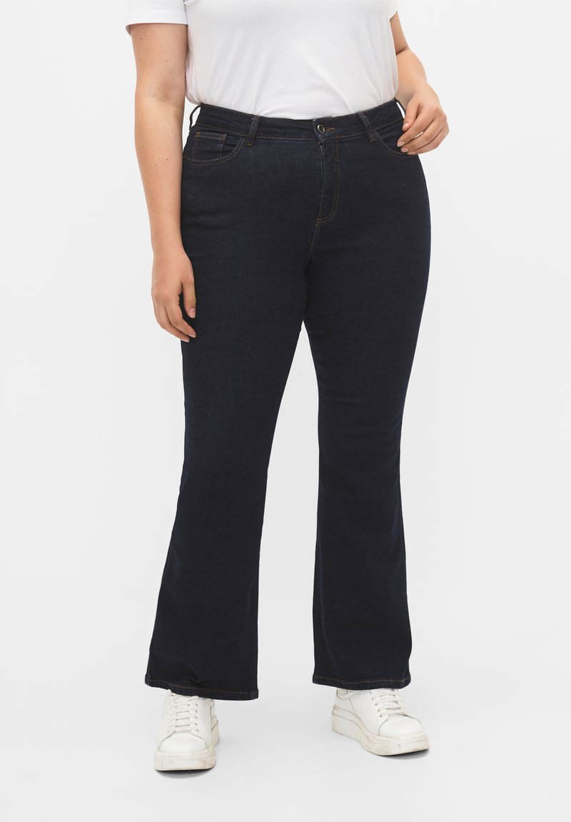 Zizzi HIGH WAISTED ELLEN - Džínsy bootcut - raw unwash