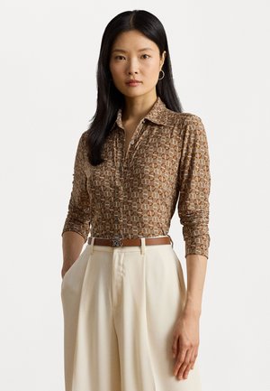 SLIM FIT PRINT JERSEY SHIRT - Hemd - taupe multi