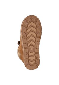 Beige Stiefelsohle mit tiefem Profilmuster, Gummimaterial, strukturierter Oberfläche und der eingravierten Größe 37 in der Mitte.