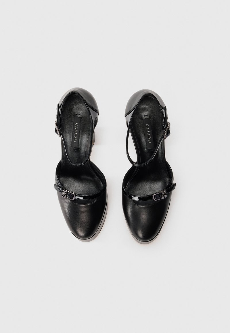 Escarpins Casadei à Plateforme Talon 15 Cm - Noir Verni - Pointure 37,5