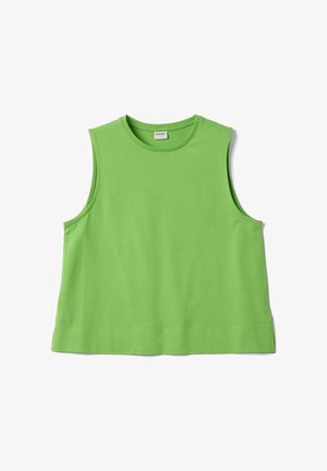 Ärmelloses, kurz geschnittenes Top in Limettengrün mit rundem Ausschnitt und weiten Armlöchern, aus weichem Stoff.