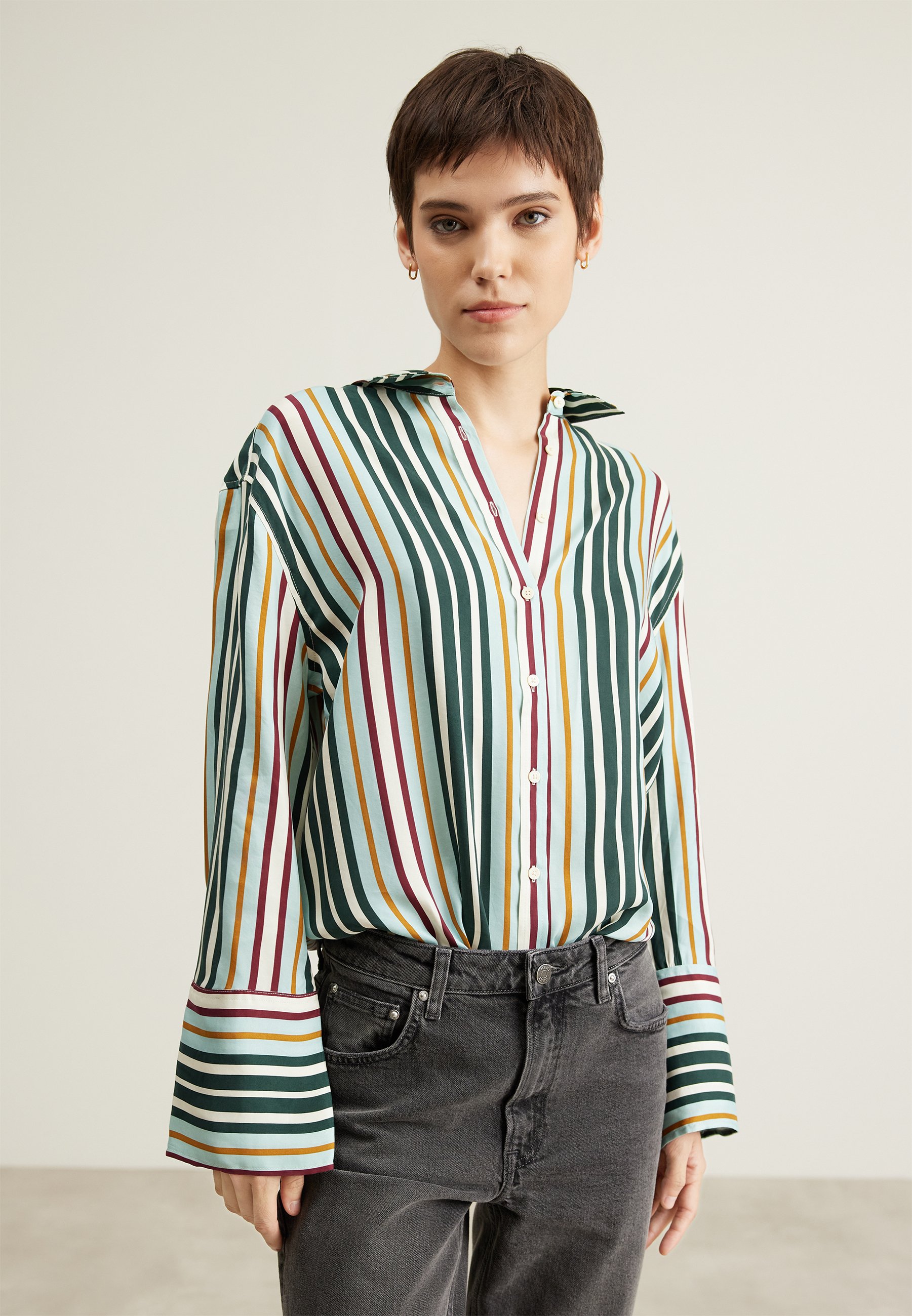 GANT RELAXED MULTI STRIPED SHIRT - Bluse - dusty turquoise/türkis 