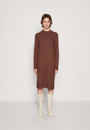 VILA VIRIL CREW NECK L/S NOOS - Vestido de punto - natural melange