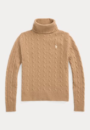 Polo Ralph Lauren, WOOL CASHMERE CABLE ROLL NECK JUMPER - Pulóver - collection camel