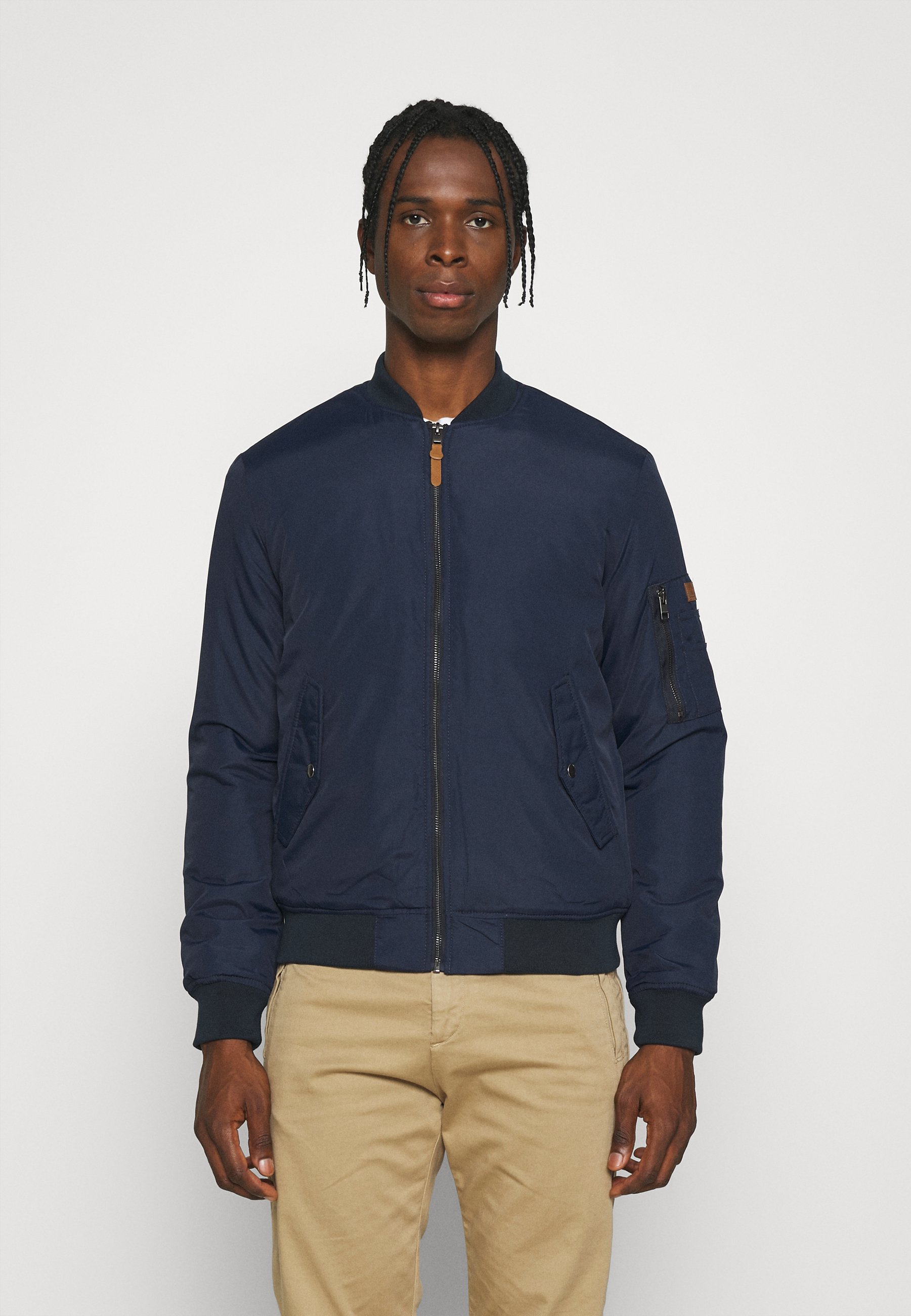 navy bomber jacket