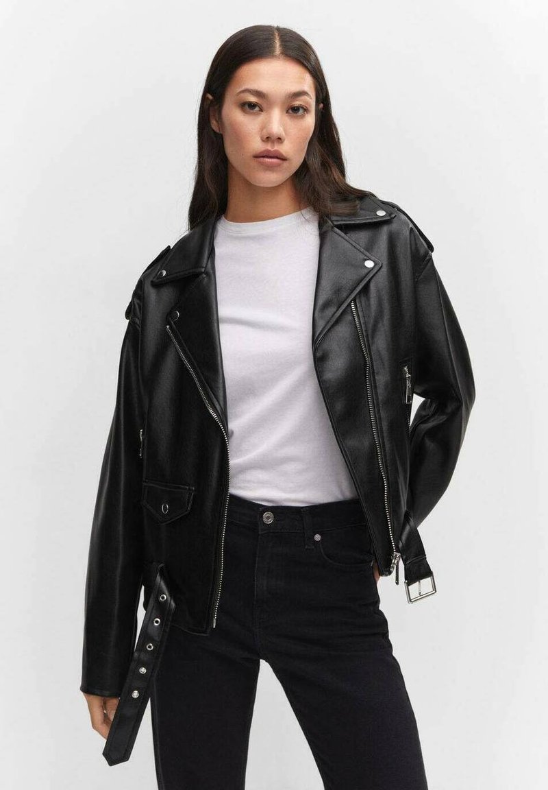 Mango Veste en similicuir - black