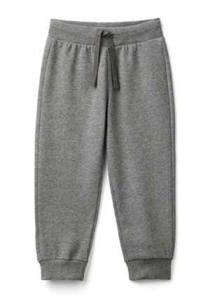 Graue Fleece-Jogginghosen mit geripptem Bund und Bündchen, ausgestattet mit einem Kordelzug für eine verstellbare Passform.