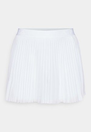 Fustă albă pliată cu un talie netedă. Fabricată dintr-un material ușor, cu un model uniform de plieri pe toată suprafața.