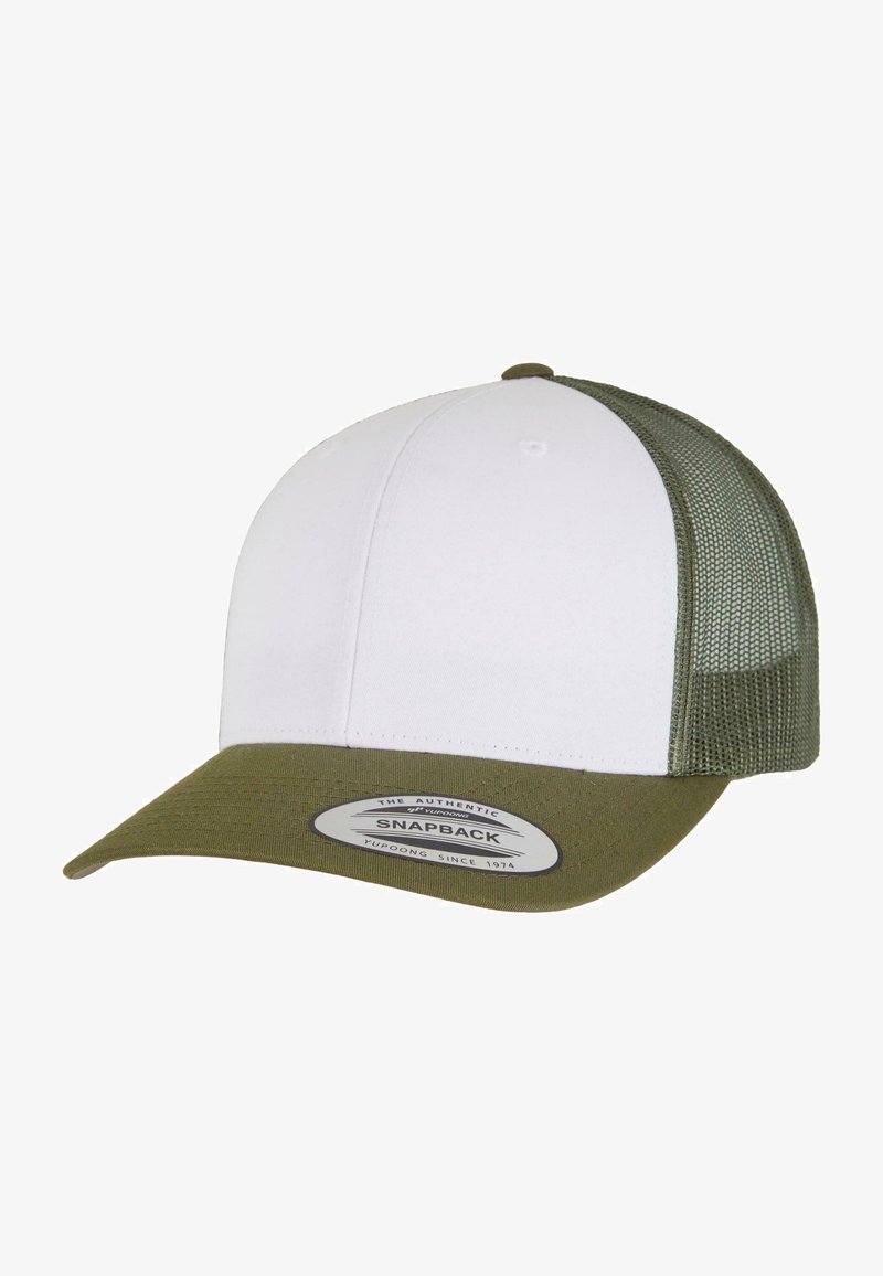 Flexfit RETRO TRUCKER - Naģene - mossgreen white olive