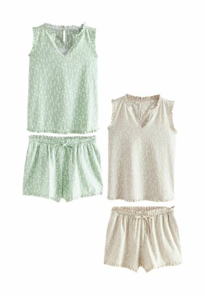 2 PACK SET - Pyjamas - green oatmeal spot