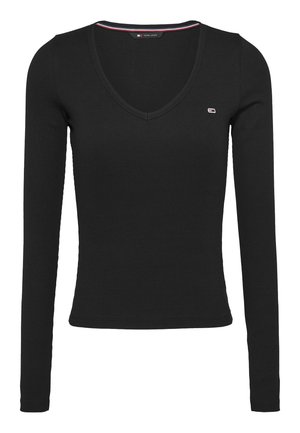 Tommy Jeans, SLIM ESSENTIAL - Top s dlhým rukávom - black