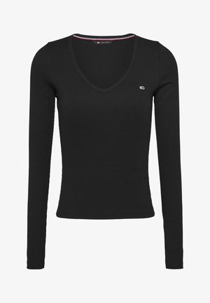 Tommy Jeans, SLIM ESSENTIAL - Top s dlhým rukávom - black