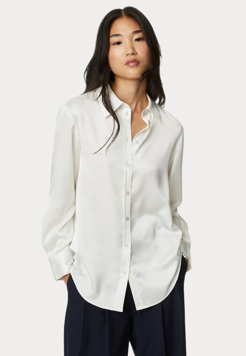 Chemisier Satin Crème Marks & Spencer - Taille 10 - Occasion Très Bon état - Top élégant Pour Sortie