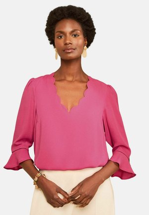 Love & Roses, REGULAR FIT - SCALLOP V-NECK FLUTE SLEEVE BLOUSE - Blúzka - pink