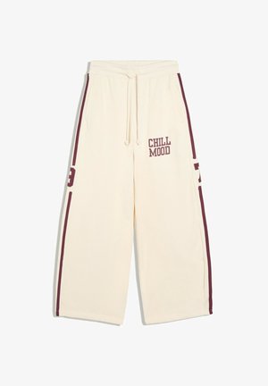 Bershka, WIDE-LEG EMBROIDERED PLUSH - TROUSERS - Jogginghose - beige