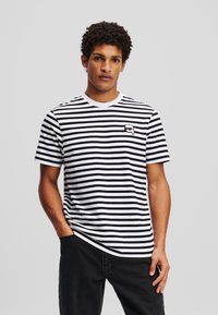 KARL LAGERFELD - IKON STRIPED - T-shirt imprimé - black white Image miniature 1